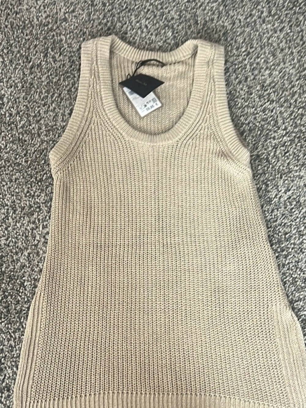 Massimo Dutti Cream Ribbed Knit Tank